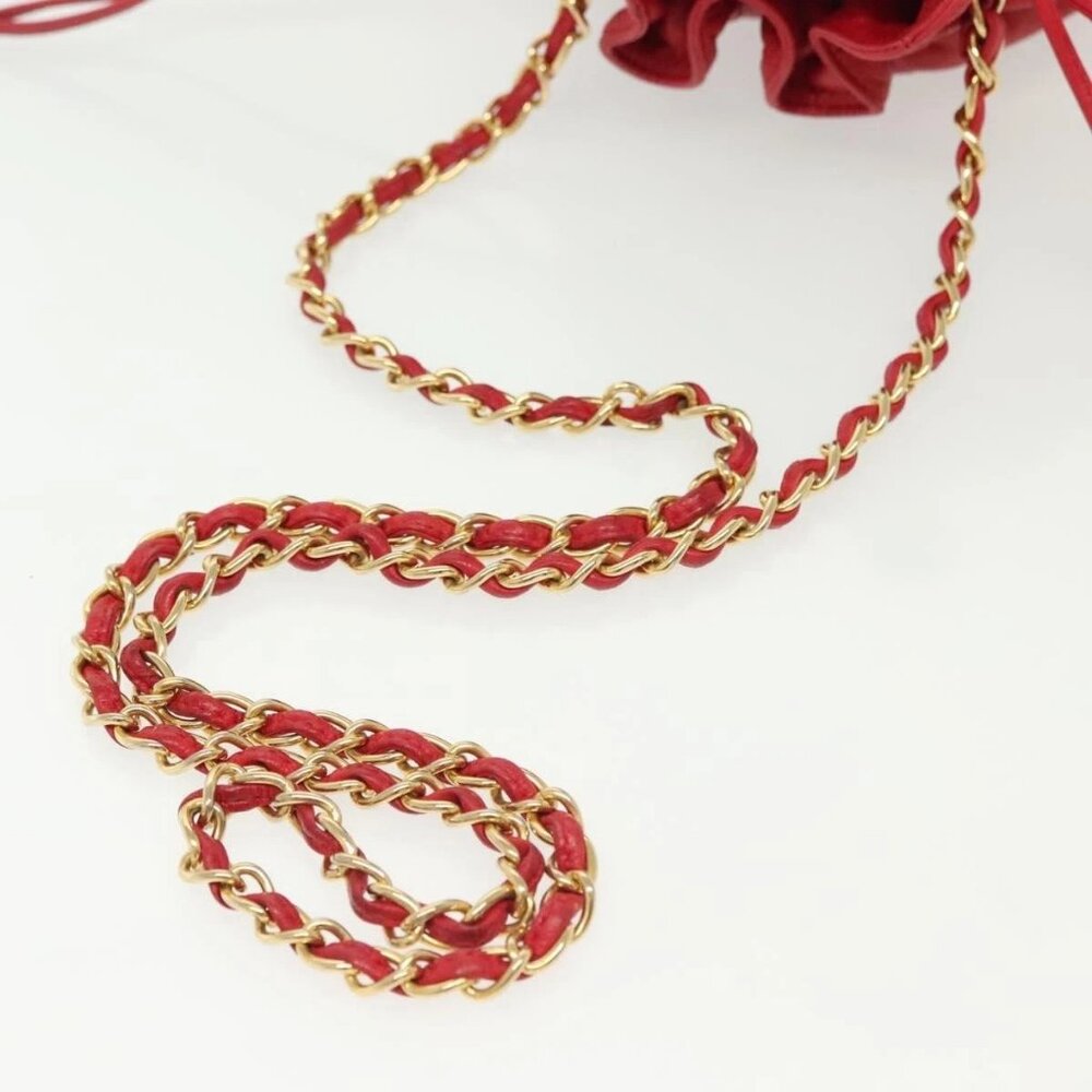 CHANEL Matelasse Chain Shoulder Bag Leather Red Gold CC Auth 142310 - Picture 8 of 16